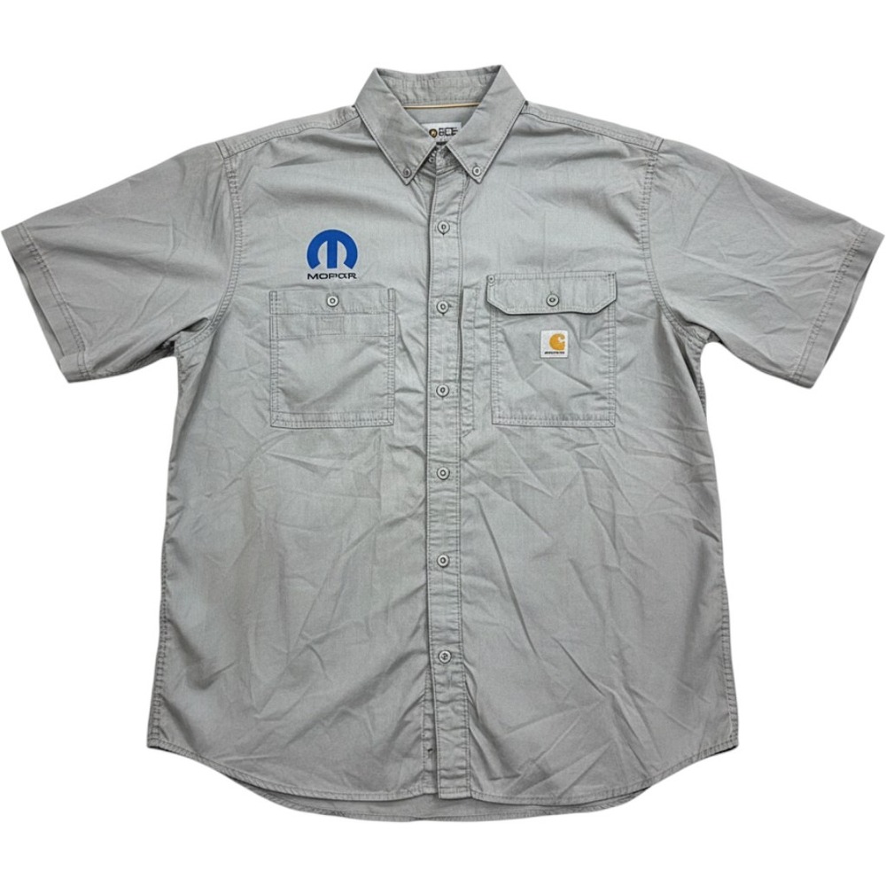 Carhartt Gray Short Sleeve Button Down Shirt w/ Mopar Logo Men's XL